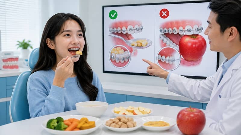 Cách nhai khi niềng răng đúng để hạn chế đau, bung mắc cài
