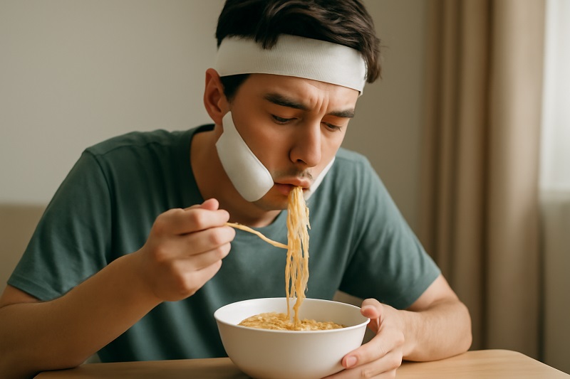 Nhổ răng khôn xong ăn mì tôm được không?
